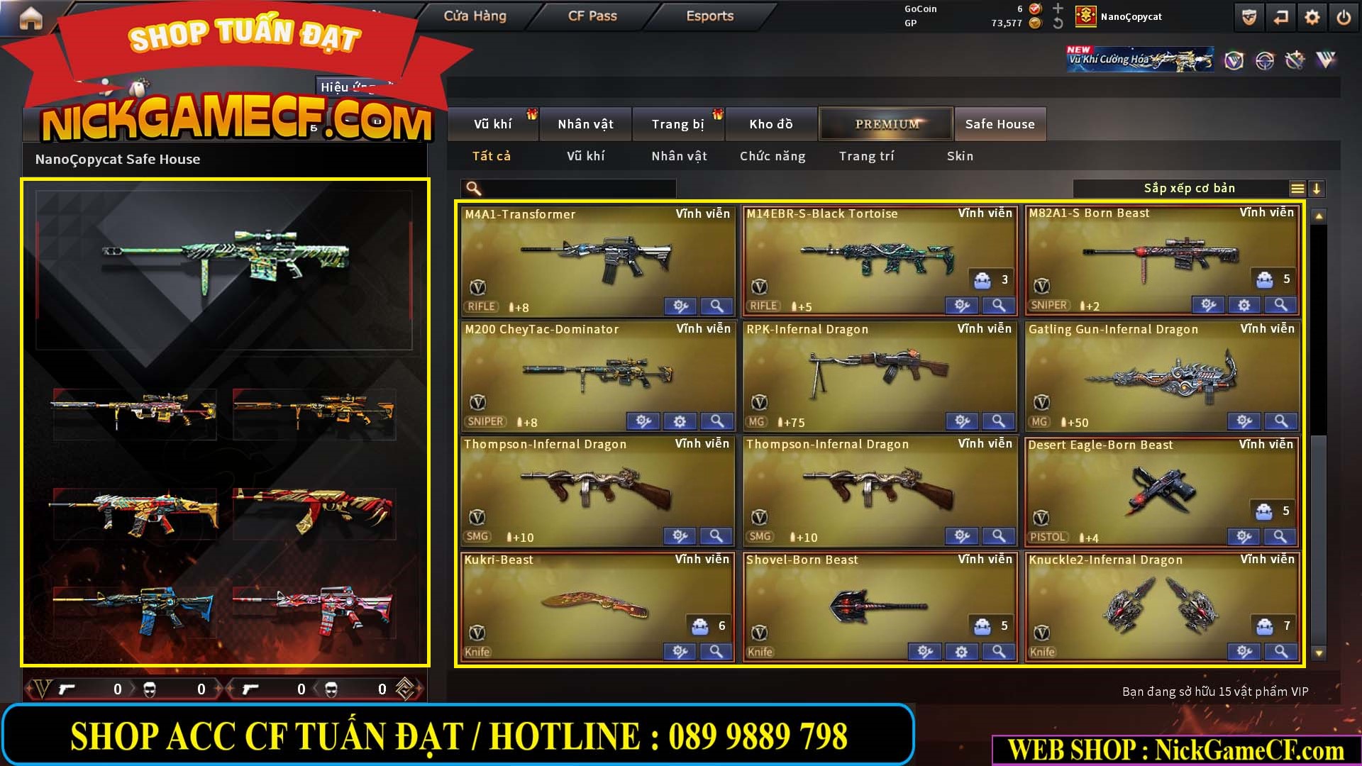 MÃ CF15239 - GIÁ : 2350K - CHIẾN C4 - ZOM NHẸ - 15 VIP - VIP4