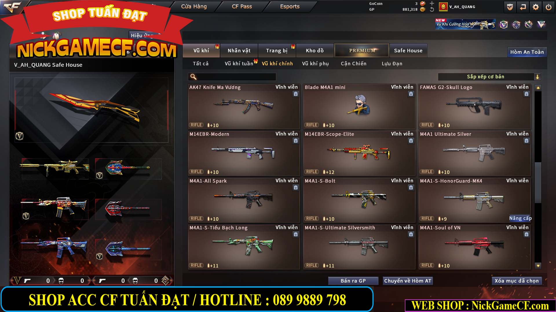 MÃ CF15244 - GIÁ : 2350K - CHIẾN C4 - ZOM NHẸ - 20 VIP - VIP5