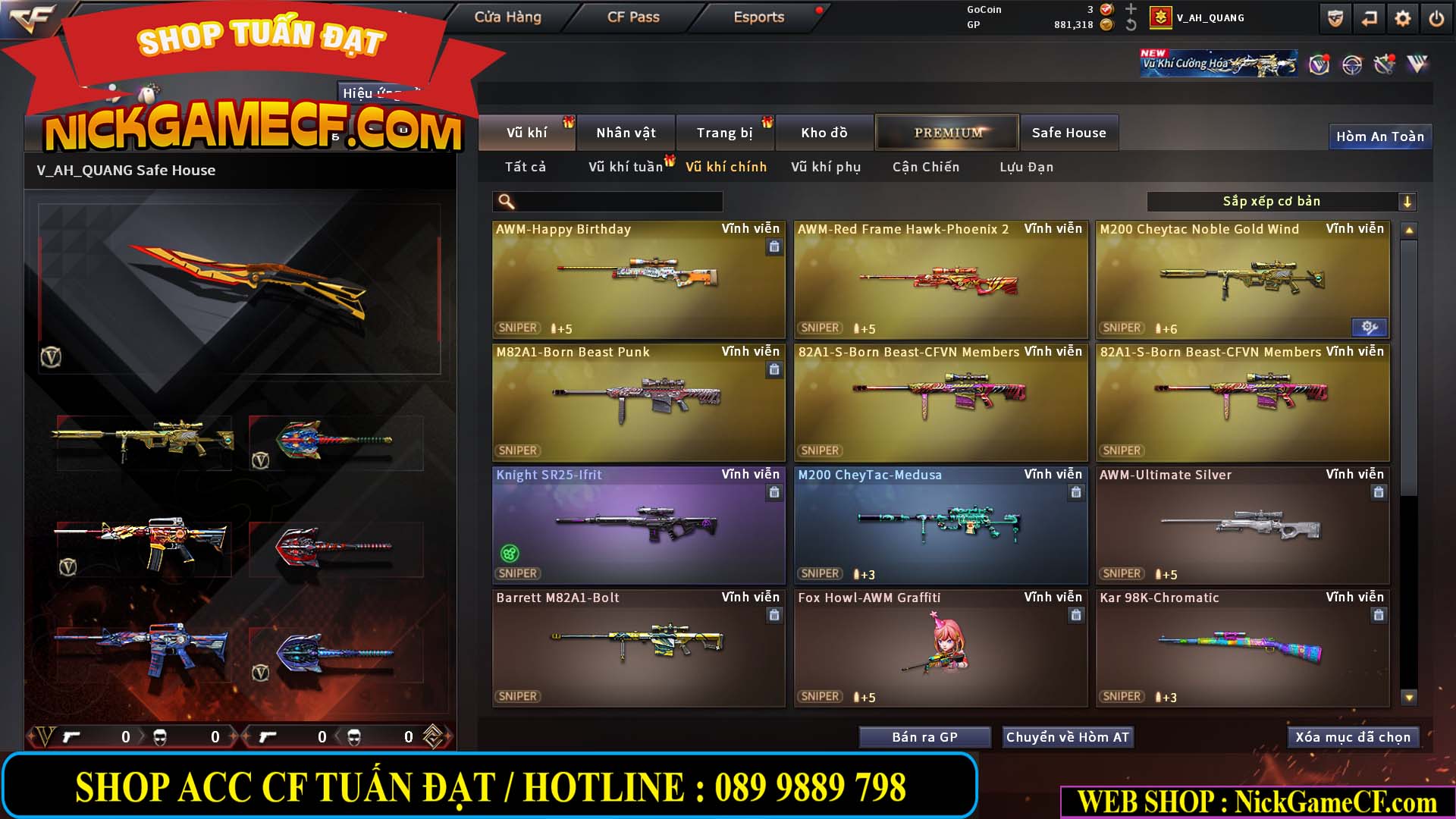 MÃ CF15244 - GIÁ : 2350K - CHIẾN C4 - ZOM NHẸ - 20 VIP - VIP5