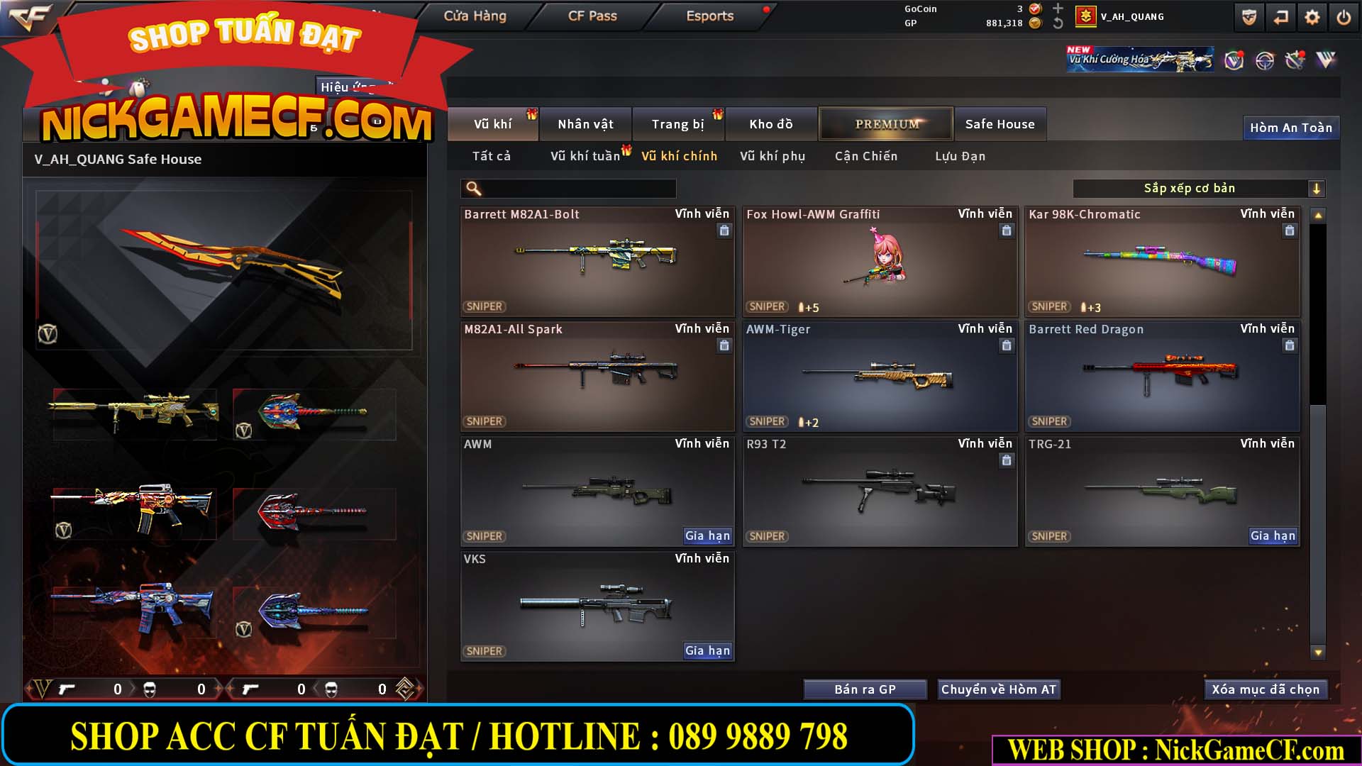 MÃ CF15244 - GIÁ : 2350K - CHIẾN C4 - ZOM NHẸ - 20 VIP - VIP5