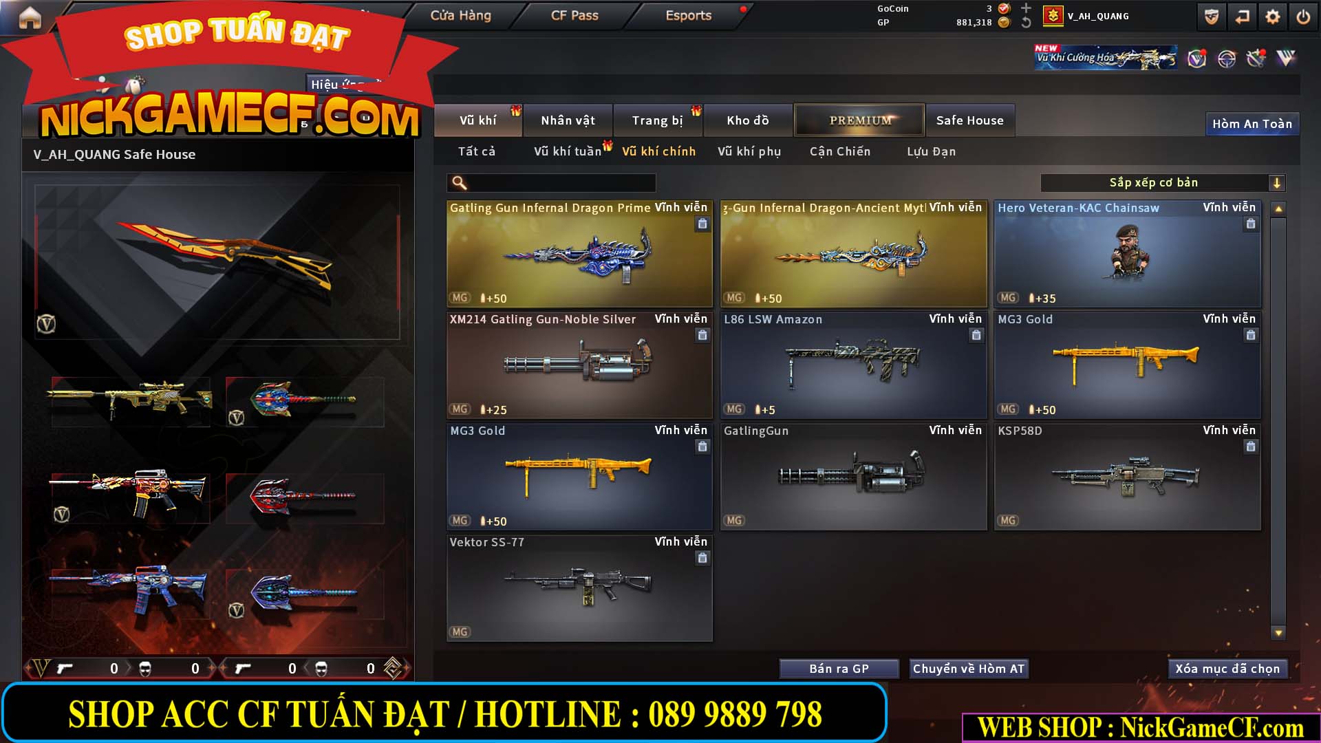 MÃ CF15244 - GIÁ : 2350K - CHIẾN C4 - ZOM NHẸ - 20 VIP - VIP5