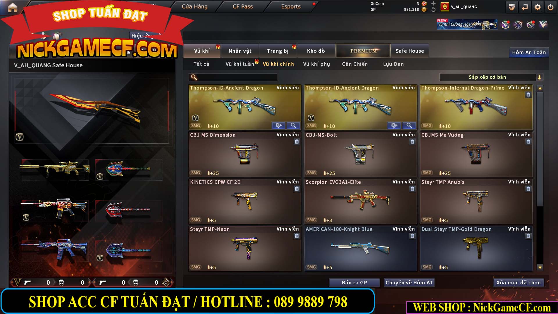 MÃ CF15244 - GIÁ : 2350K - CHIẾN C4 - ZOM NHẸ - 20 VIP - VIP5