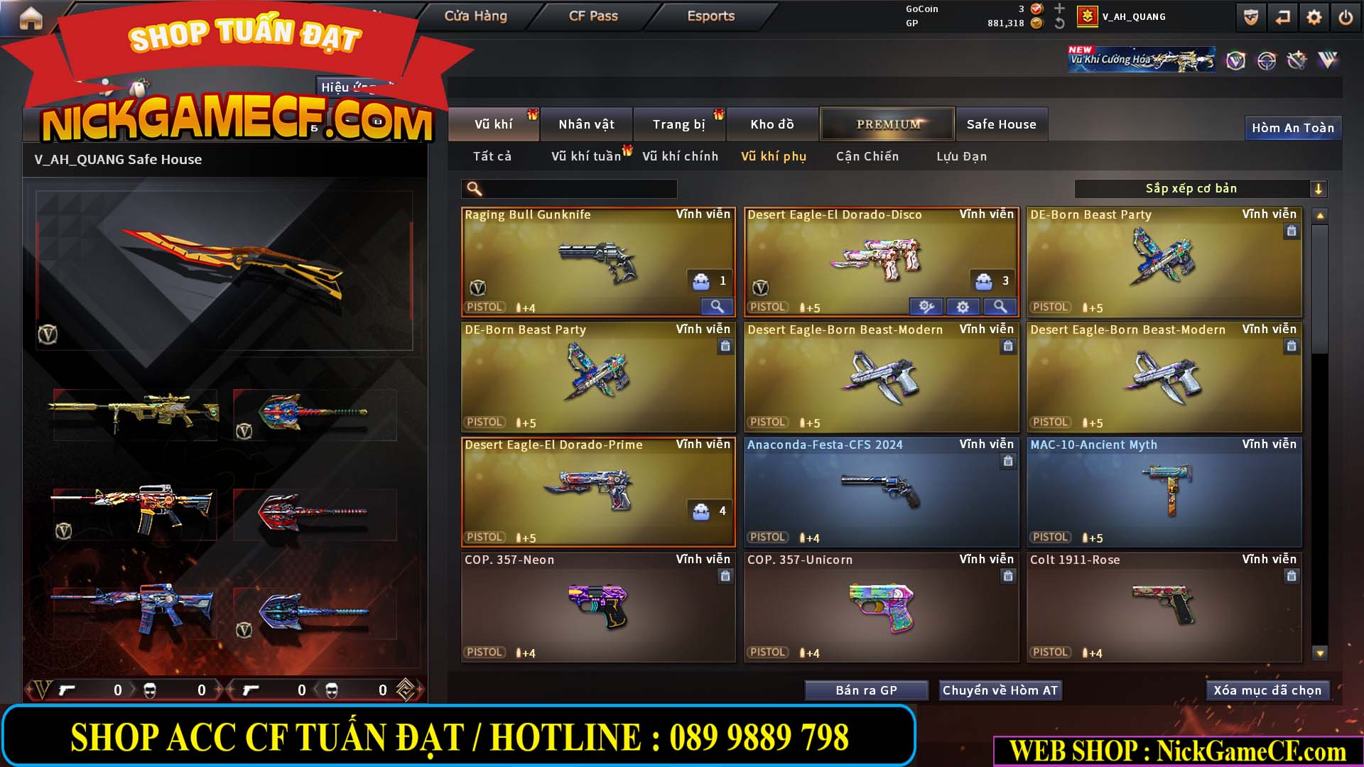 MÃ CF15244 - GIÁ : 2350K - CHIẾN C4 - ZOM NHẸ - 20 VIP - VIP5