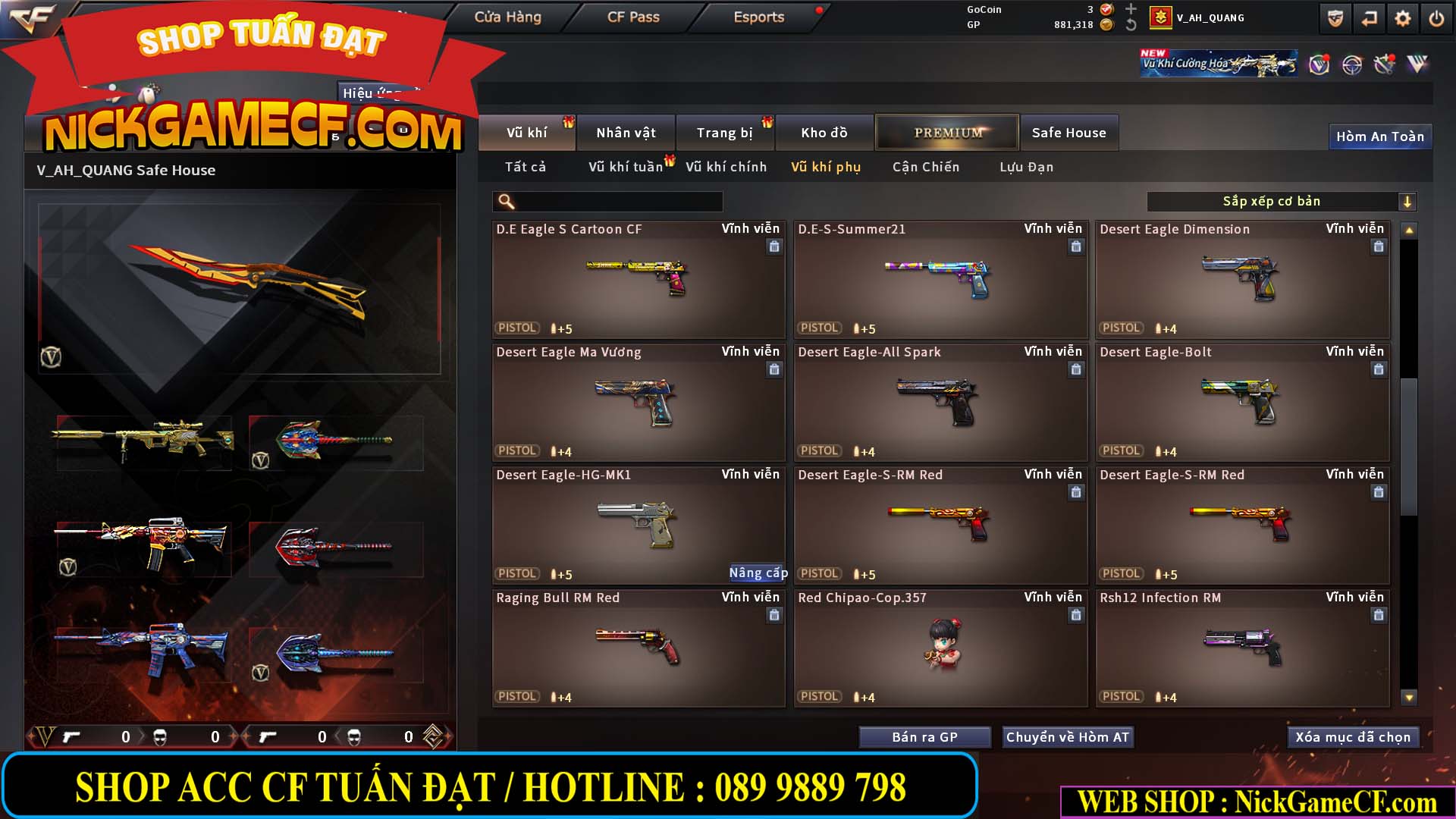 MÃ CF15244 - GIÁ : 2350K - CHIẾN C4 - ZOM NHẸ - 20 VIP - VIP5