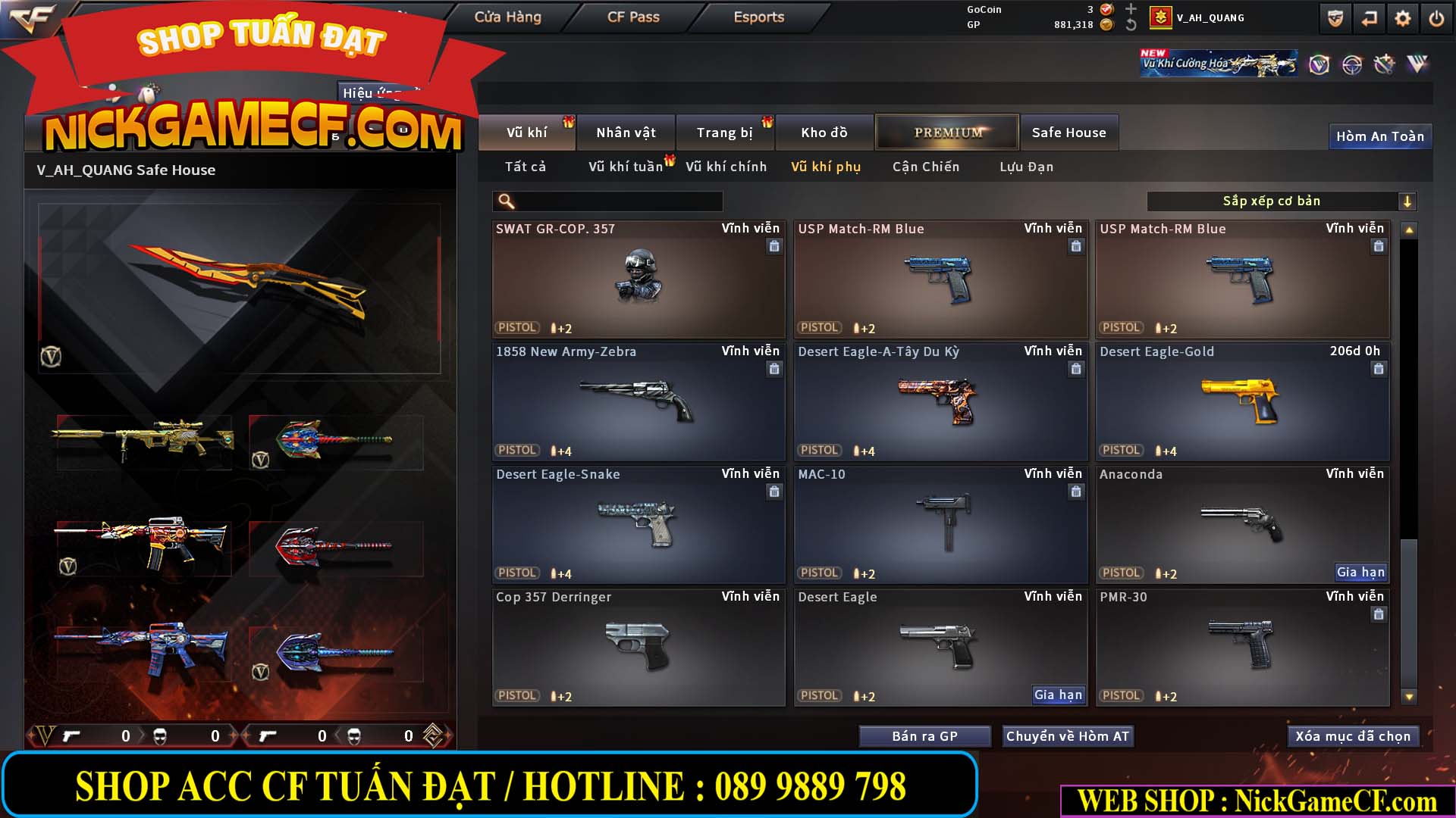 MÃ CF15244 - GIÁ : 2350K - CHIẾN C4 - ZOM NHẸ - 20 VIP - VIP5