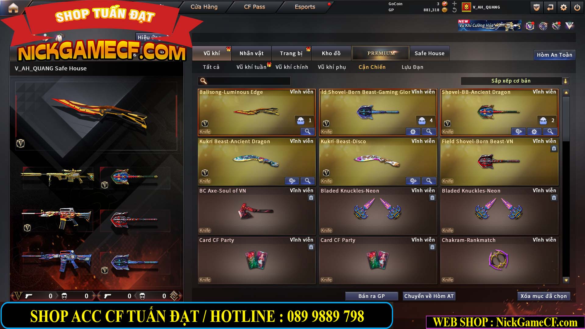 MÃ CF15244 - GIÁ : 2350K - CHIẾN C4 - ZOM NHẸ - 20 VIP - VIP5