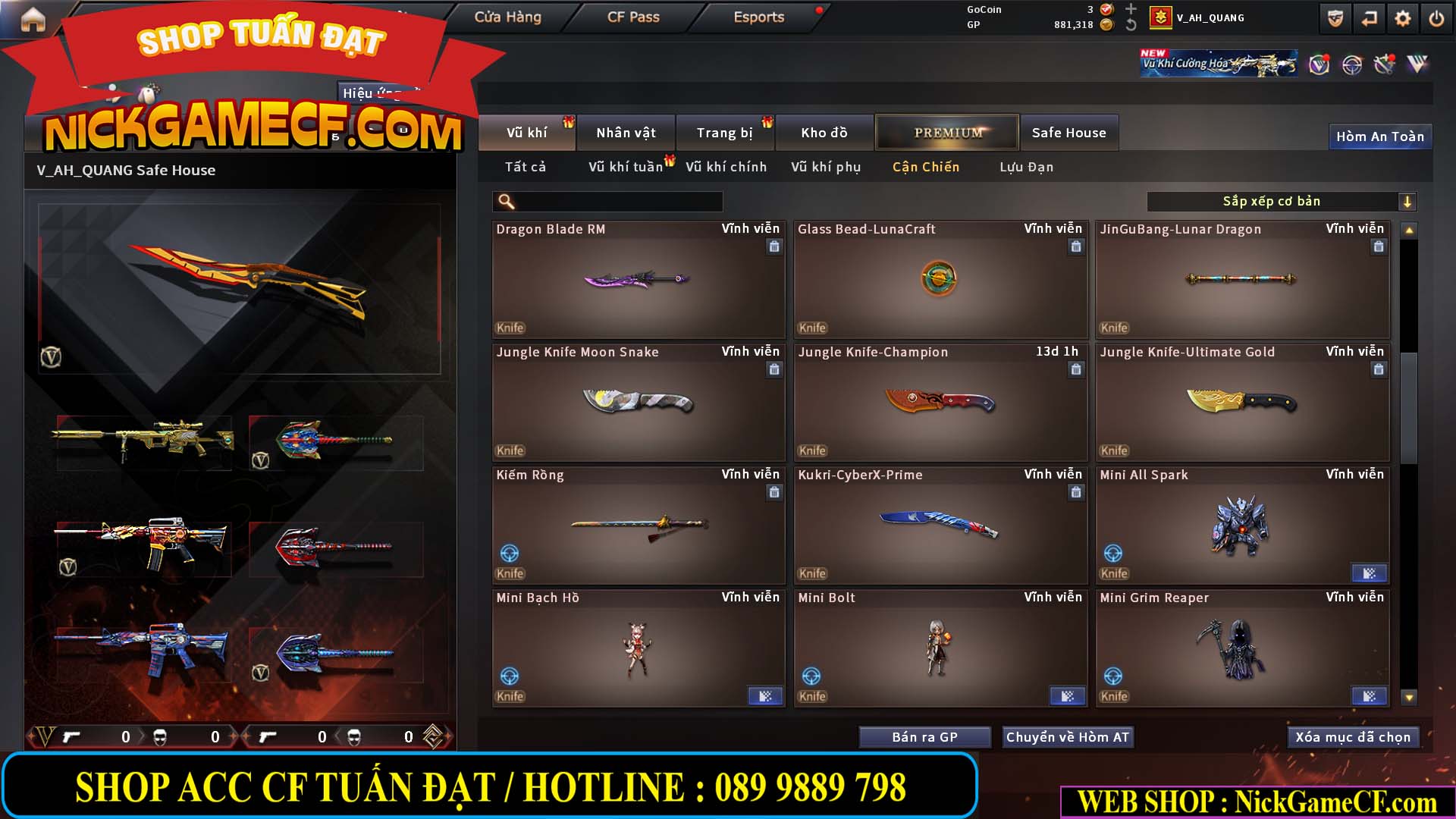 MÃ CF15244 - GIÁ : 2350K - CHIẾN C4 - ZOM NHẸ - 20 VIP - VIP5