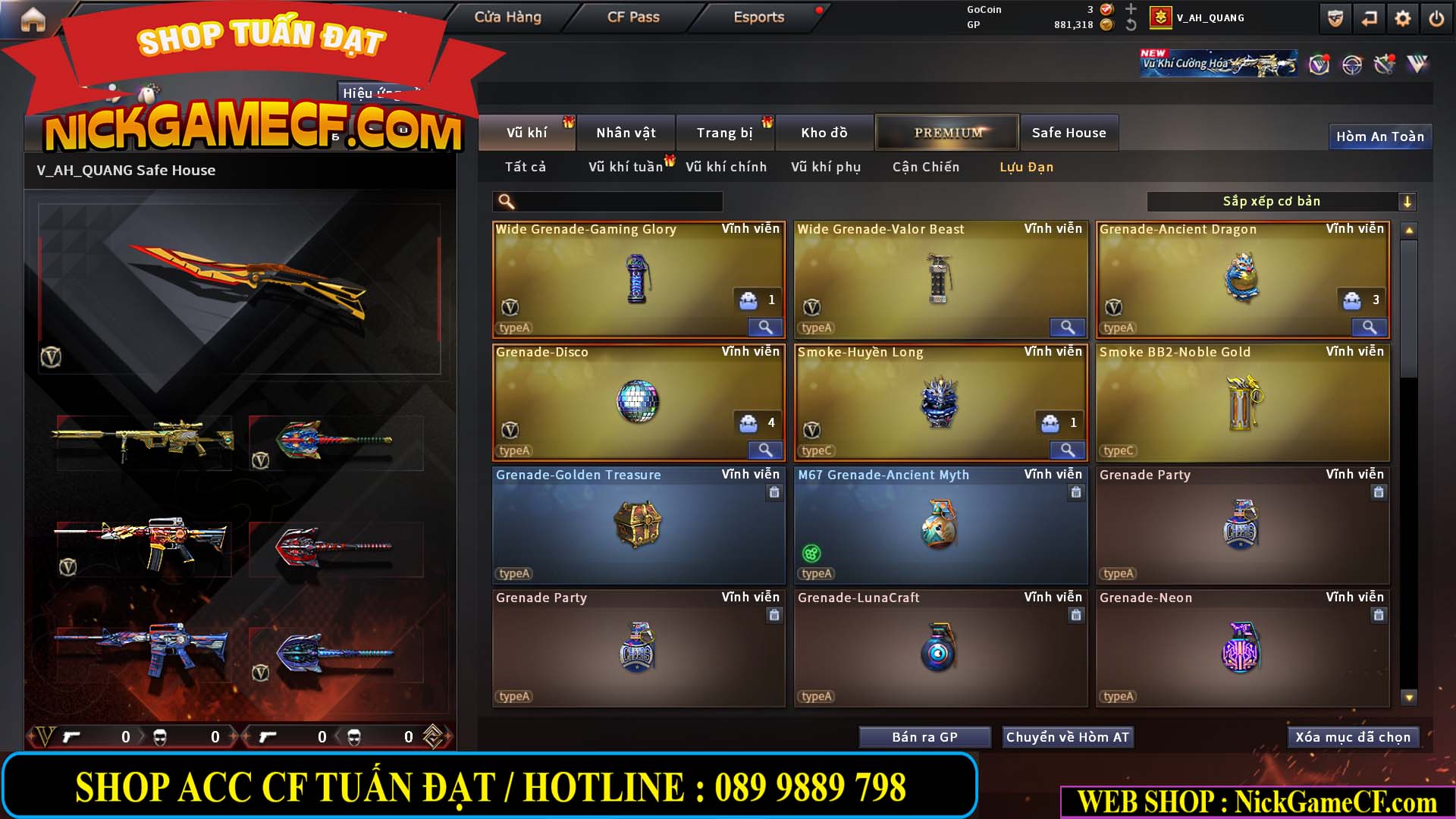 MÃ CF15244 - GIÁ : 2350K - CHIẾN C4 - ZOM NHẸ - 20 VIP - VIP5