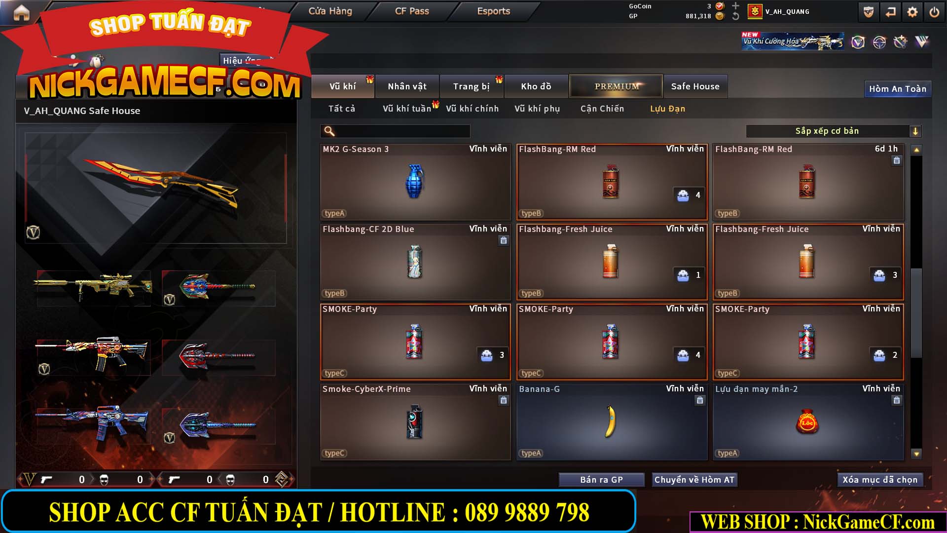 MÃ CF15244 - GIÁ : 2350K - CHIẾN C4 - ZOM NHẸ - 20 VIP - VIP5