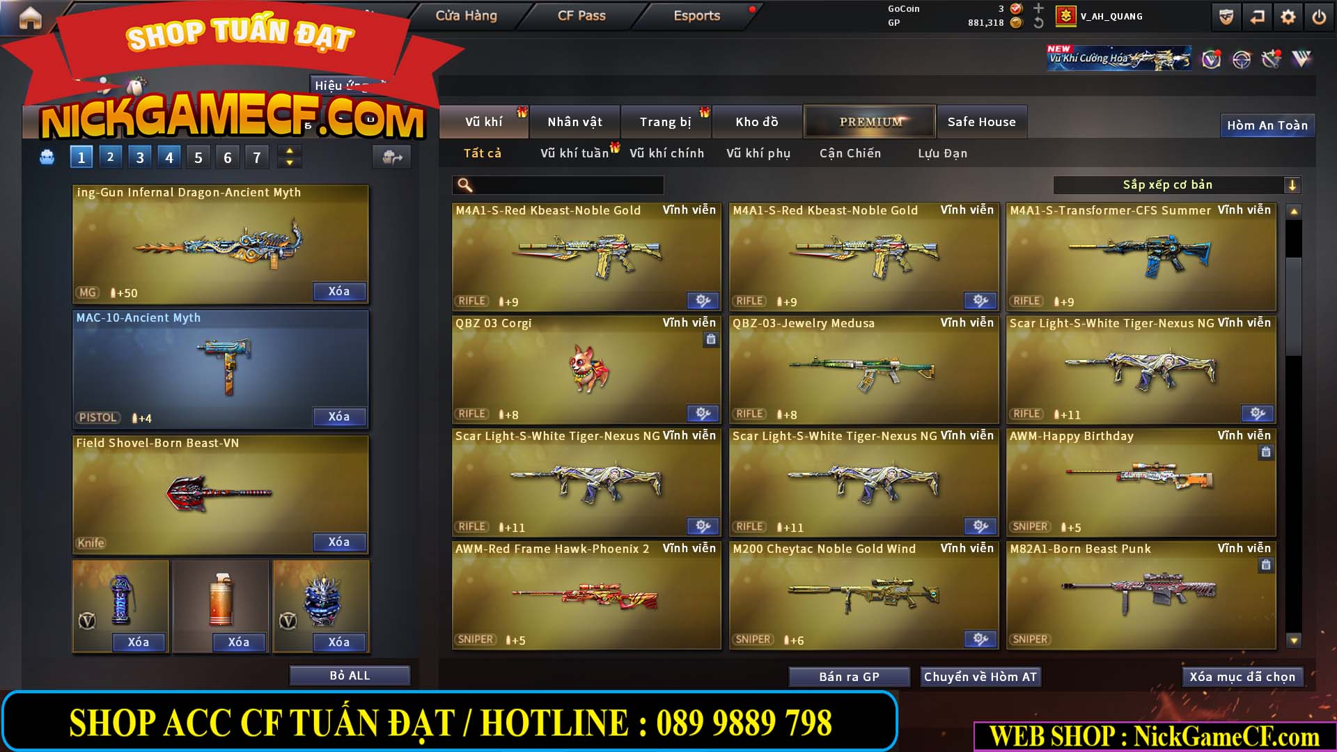 MÃ CF15244 - GIÁ : 2350K - CHIẾN C4 - ZOM NHẸ - 20 VIP - VIP5