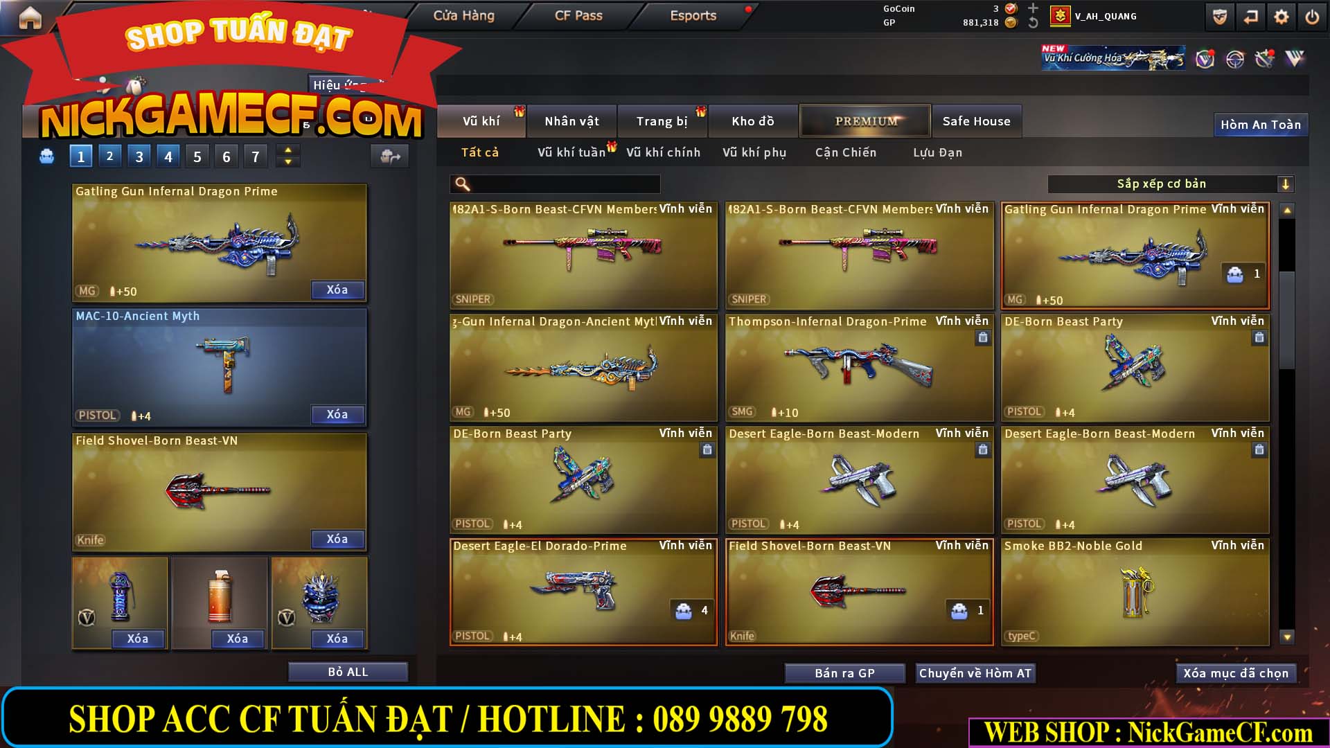 MÃ CF15244 - GIÁ : 2350K - CHIẾN C4 - ZOM NHẸ - 20 VIP - VIP5