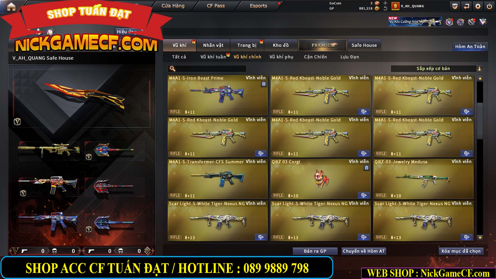 MÃ CF15244 - GIÁ : 2350K - CHIẾN C4 - ZOM NHẸ - 20 VIP - VIP5