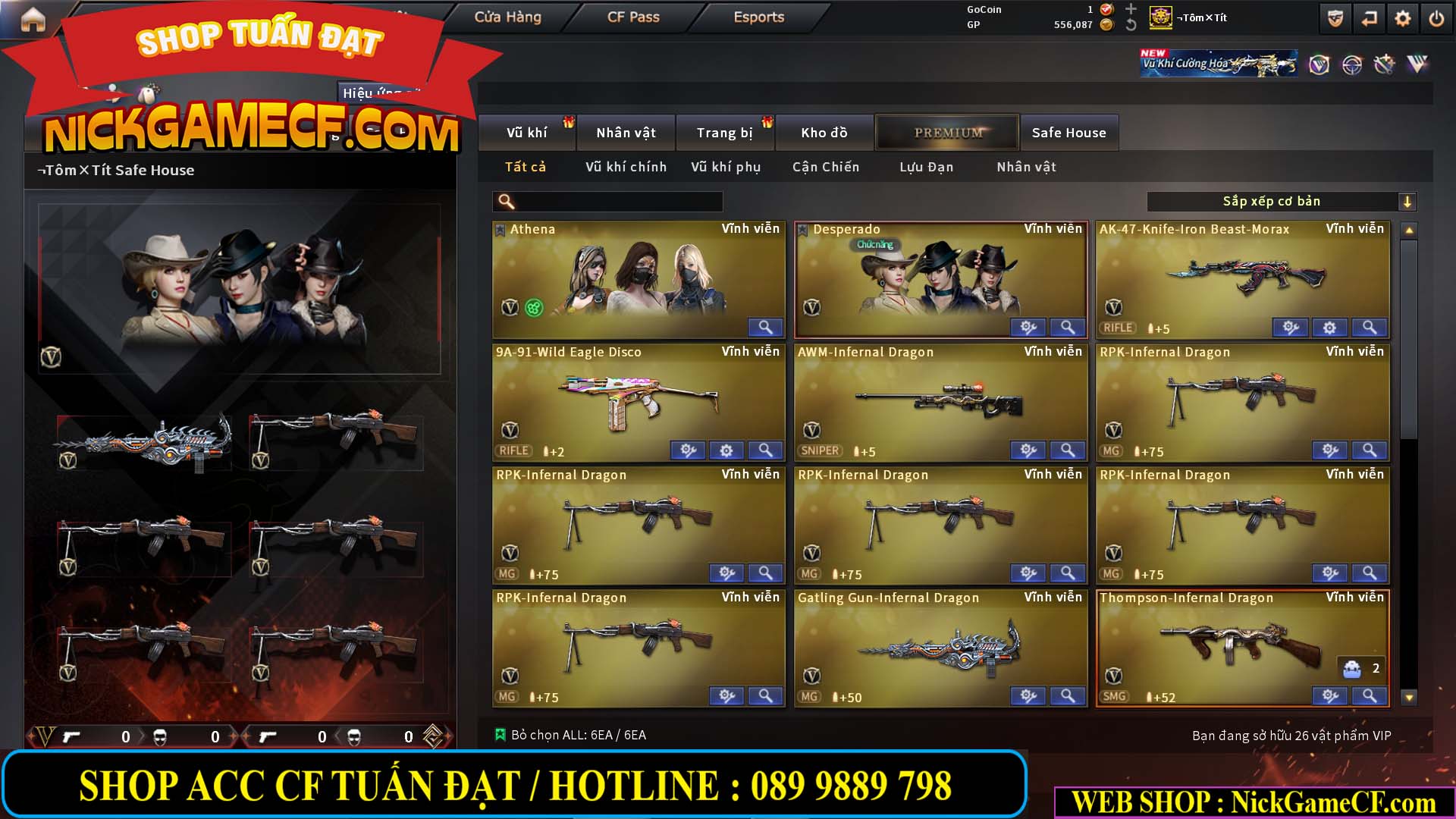 MÃ CF15246 - GIÁ : 5850K - FULL ZOM - 26 VIP - VIP6