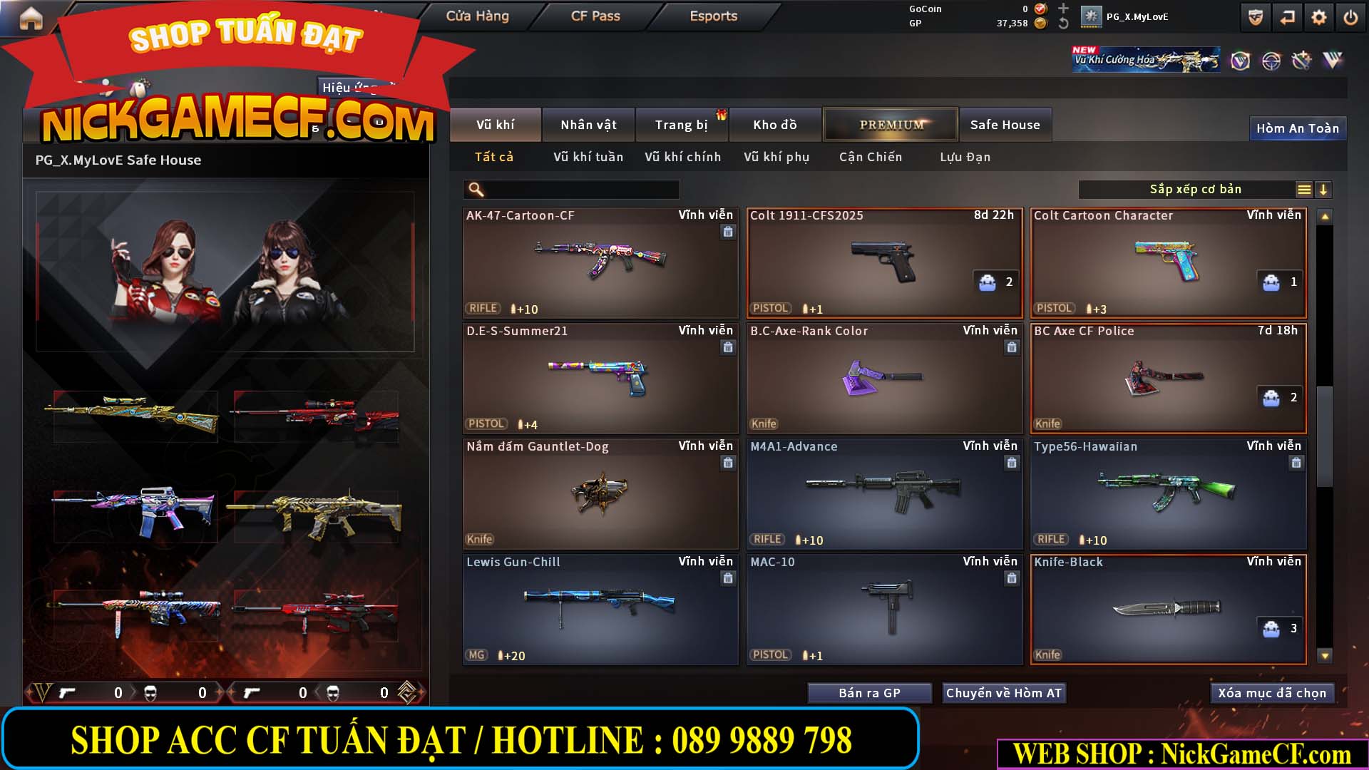 MÃ CF15255 - GIÁ : 450K - ACC NHỎ - 0 VIP