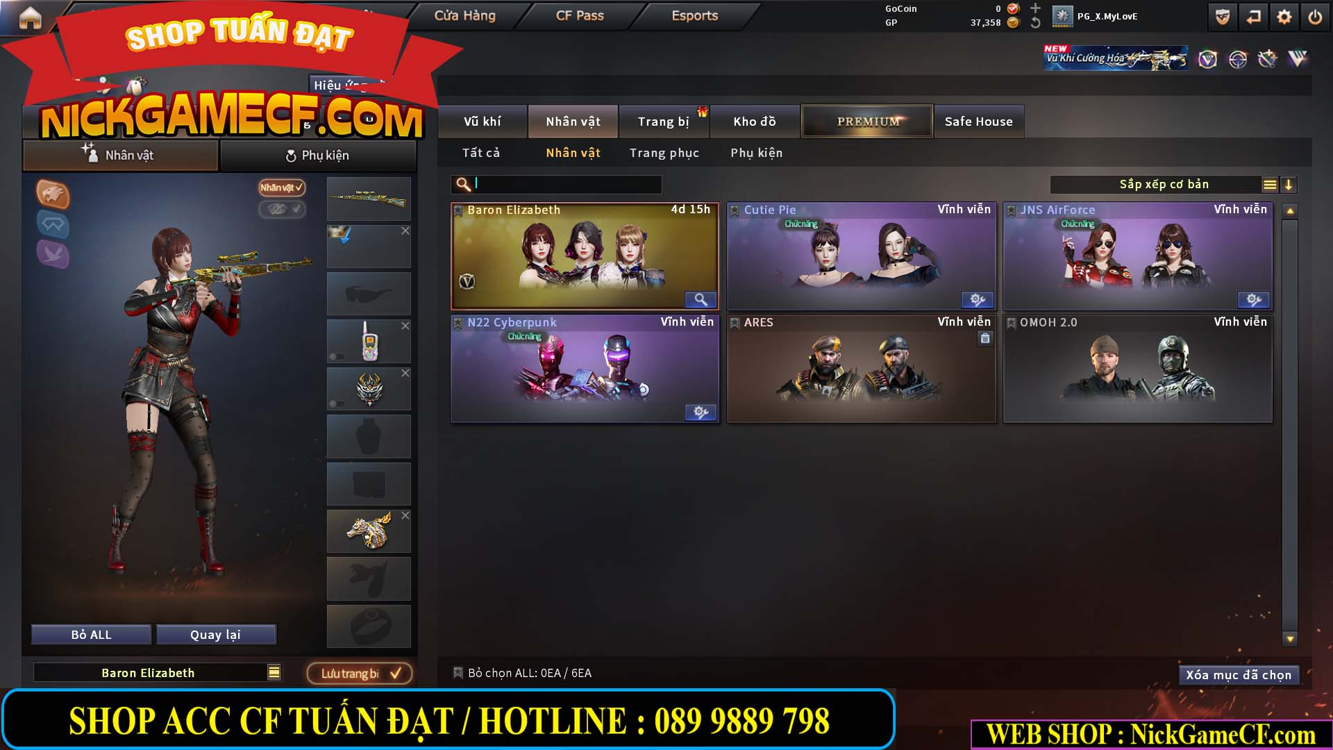 MÃ CF15255 - GIÁ : 450K - ACC NHỎ - 0 VIP