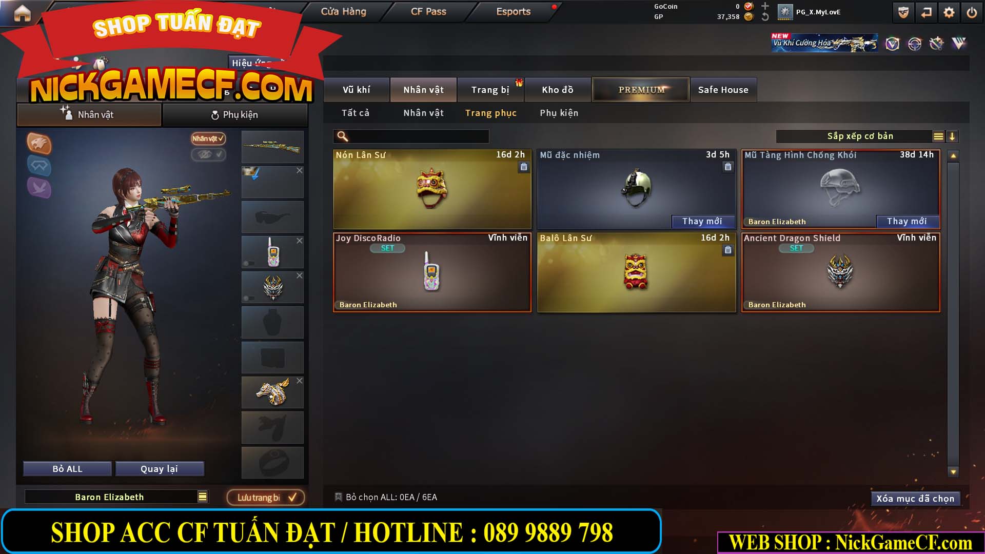 MÃ CF15255 - GIÁ : 450K - ACC NHỎ - 0 VIP