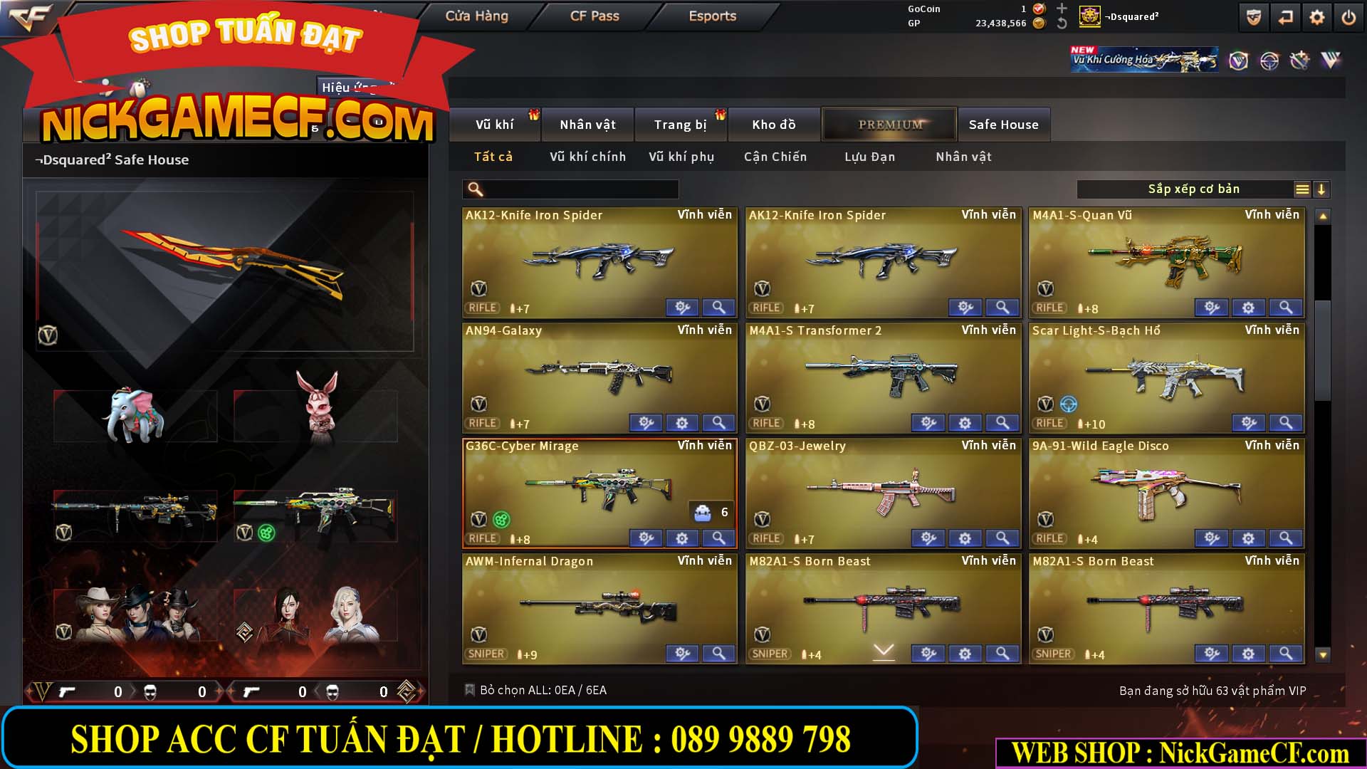 MÃ CF15275 - GIÁ : 7M5 - FULL ZOM - C4 - 63 VIP - VIP6