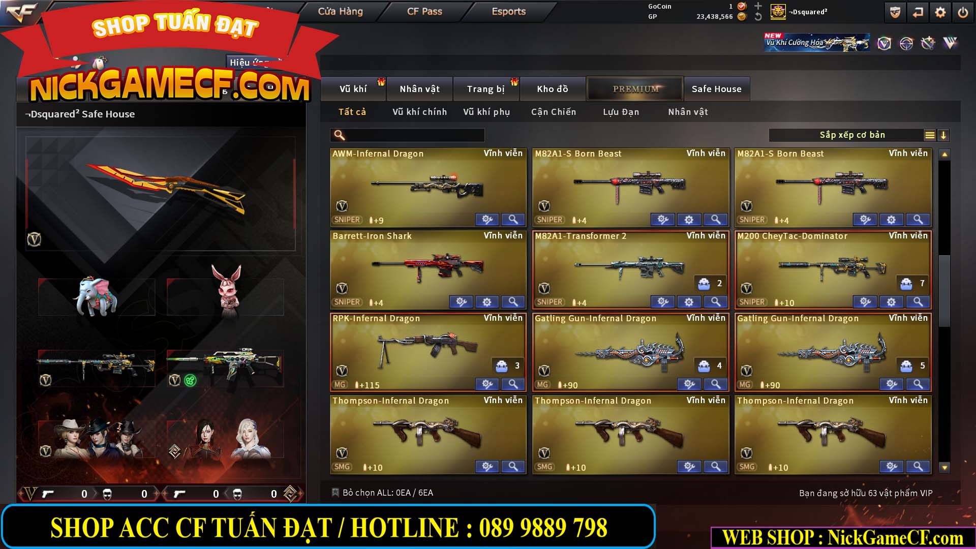 MÃ CF15275 - GIÁ : 7M5 - FULL ZOM - C4 - 63 VIP - VIP6