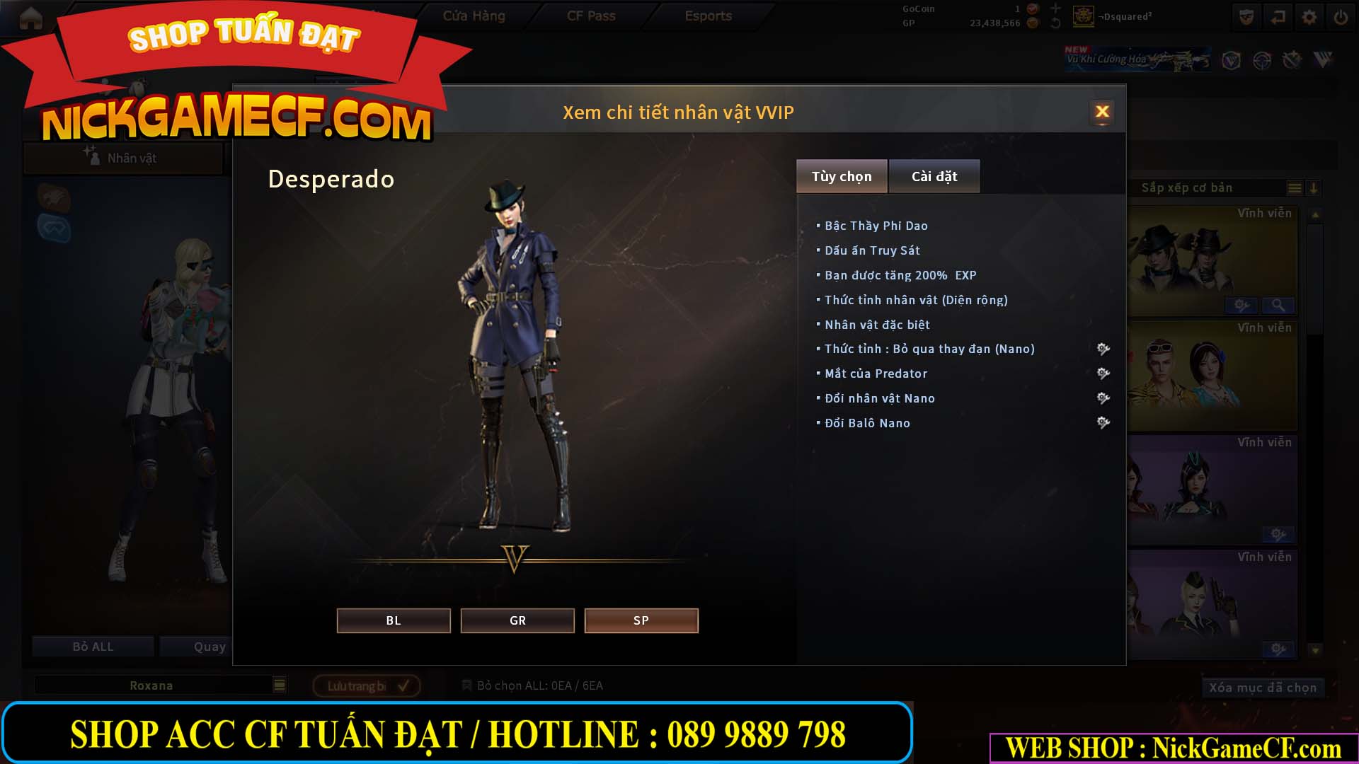 MÃ CF15275 - GIÁ : 7M5 - FULL ZOM - C4 - 63 VIP - VIP6