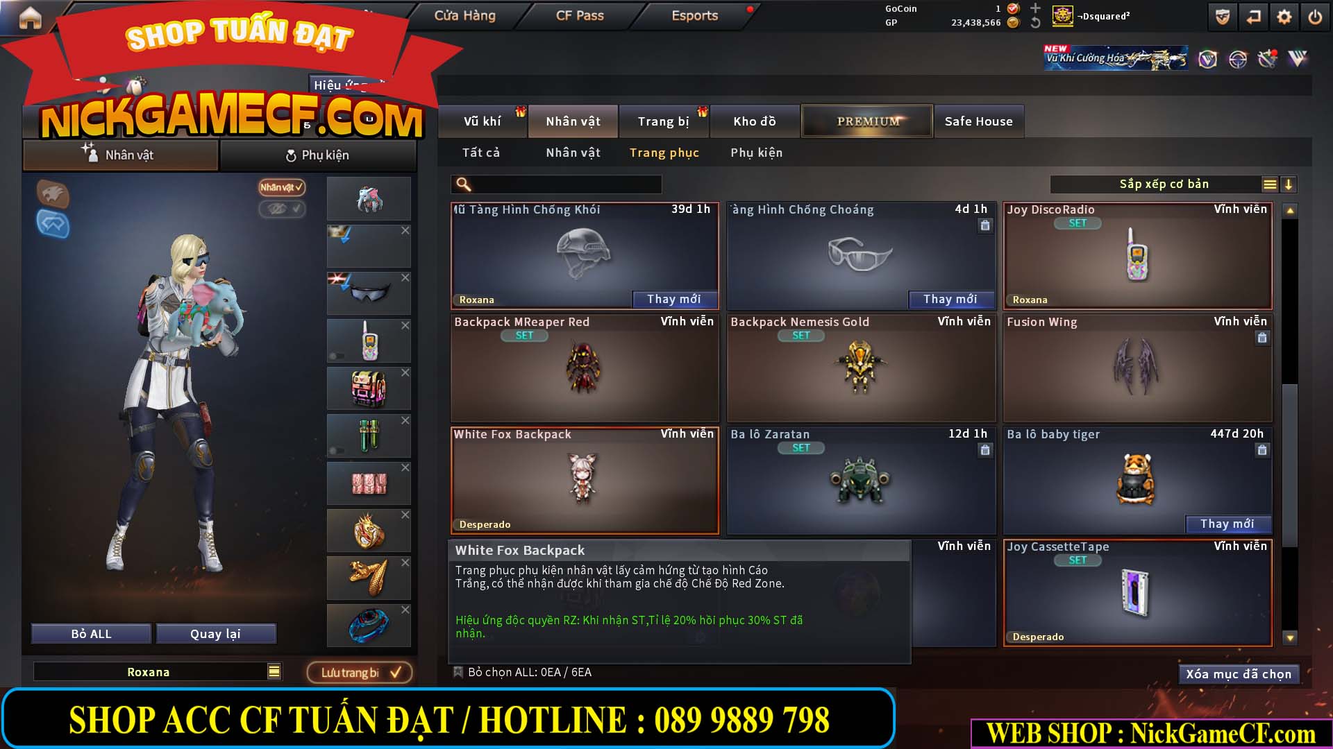 MÃ CF15275 - GIÁ : 7M5 - FULL ZOM - C4 - 63 VIP - VIP6