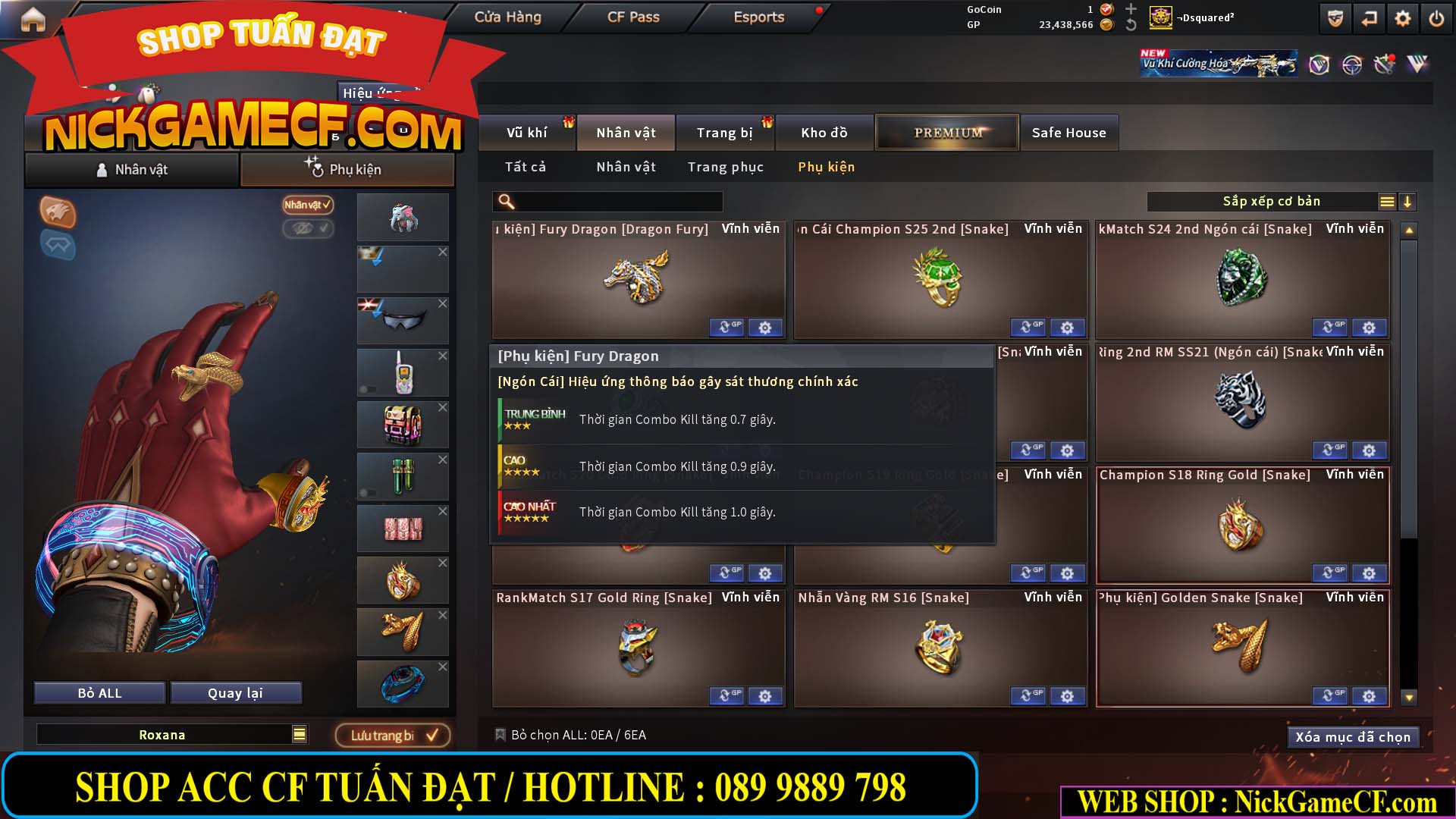 MÃ CF15275 - GIÁ : 7M5 - FULL ZOM - C4 - 63 VIP - VIP6