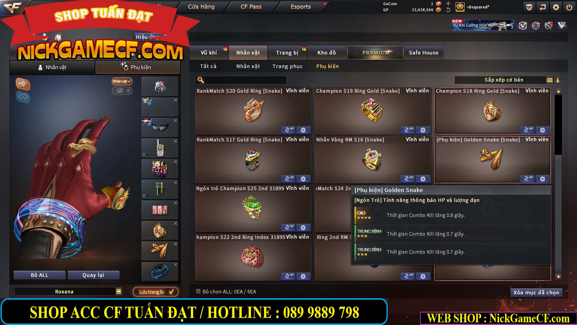 MÃ CF15275 - GIÁ : 7M5 - FULL ZOM - C4 - 63 VIP - VIP6