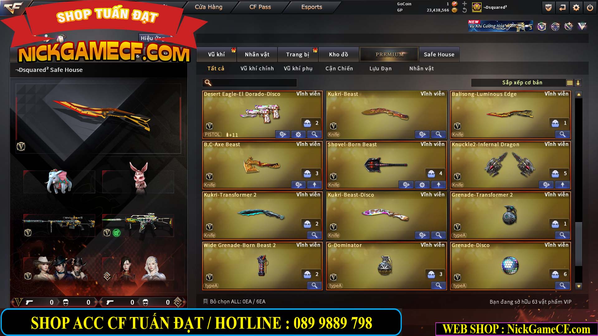 MÃ CF15275 - GIÁ : 7M5 - FULL ZOM - C4 - 63 VIP - VIP6