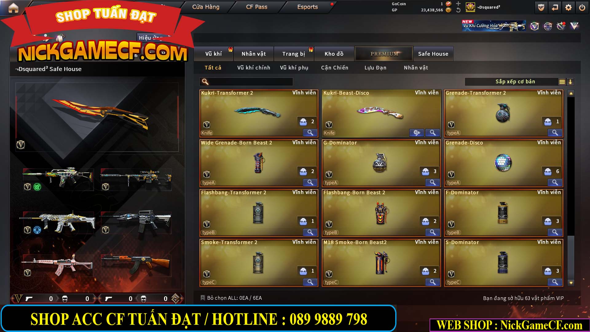 MÃ CF15275 - GIÁ : 7M5 - FULL ZOM - C4 - 63 VIP - VIP6